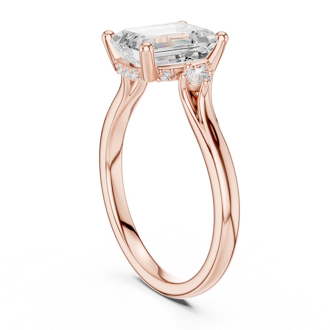 DDLR-971 - Three Stone Emerald Ring - White Gold