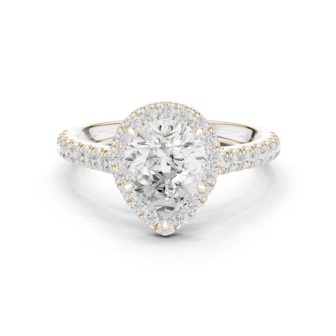 Halo Ring - Pear | DDLR-118-PE - White Gold