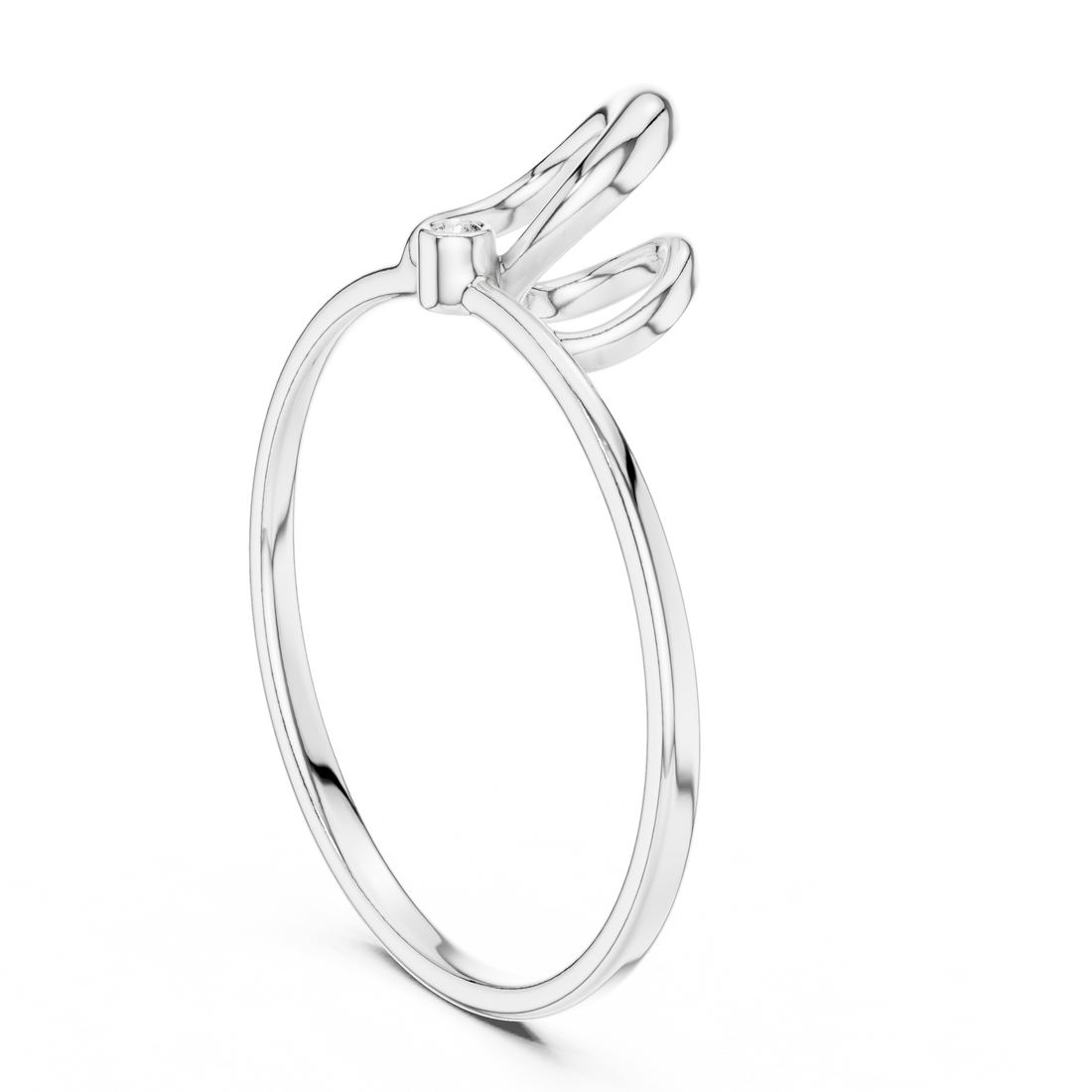 1 (190) - Fashion Round Ring - White Gold