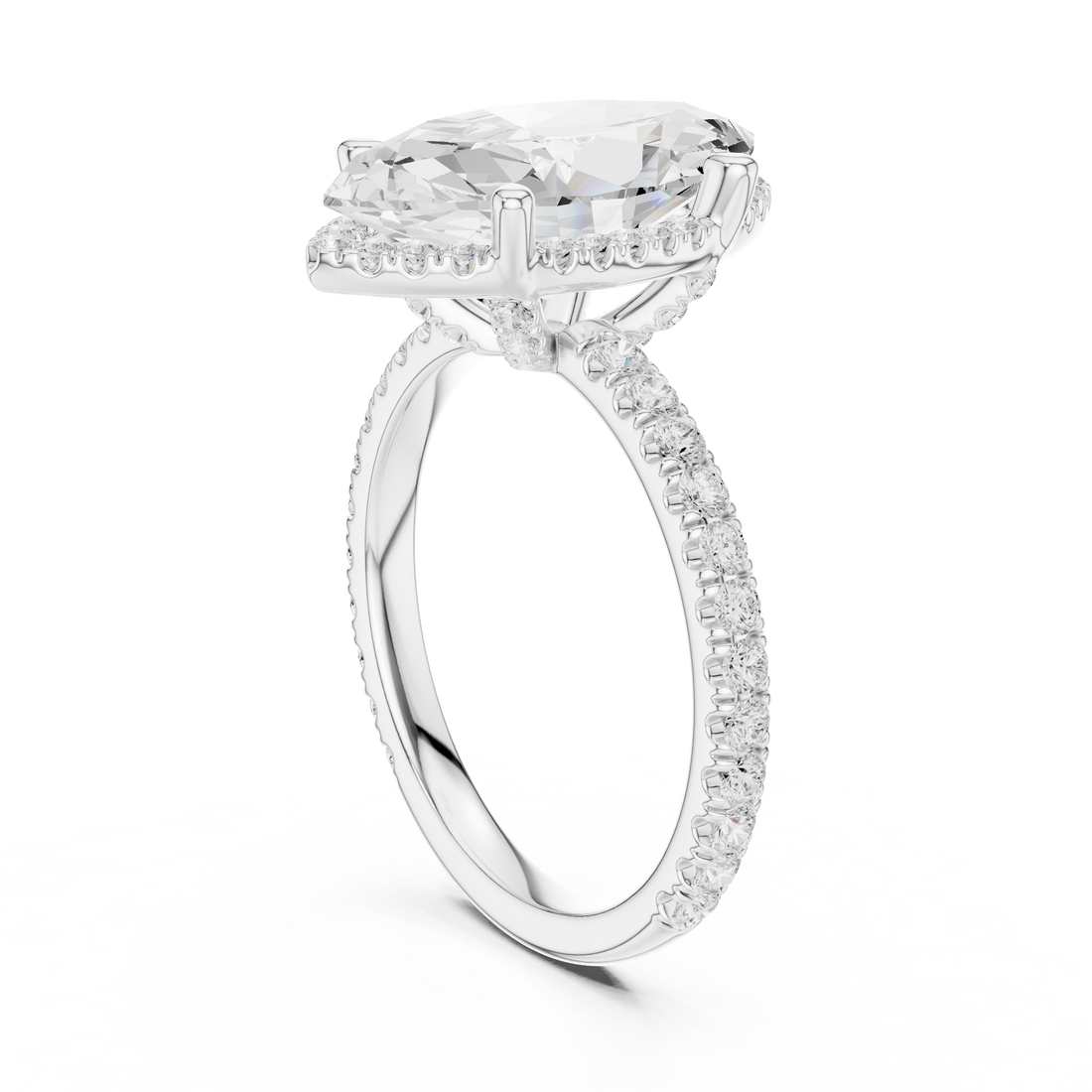 DDLR-172-MQ - Halo Marquise Ring - White Gold