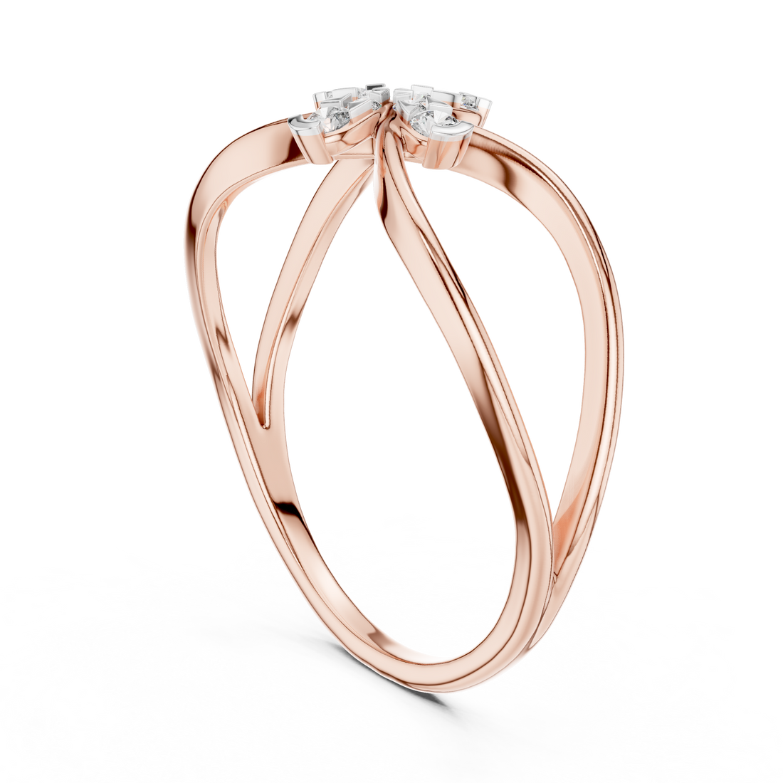 12#10037@L - Fashion Round Ring - White Gold