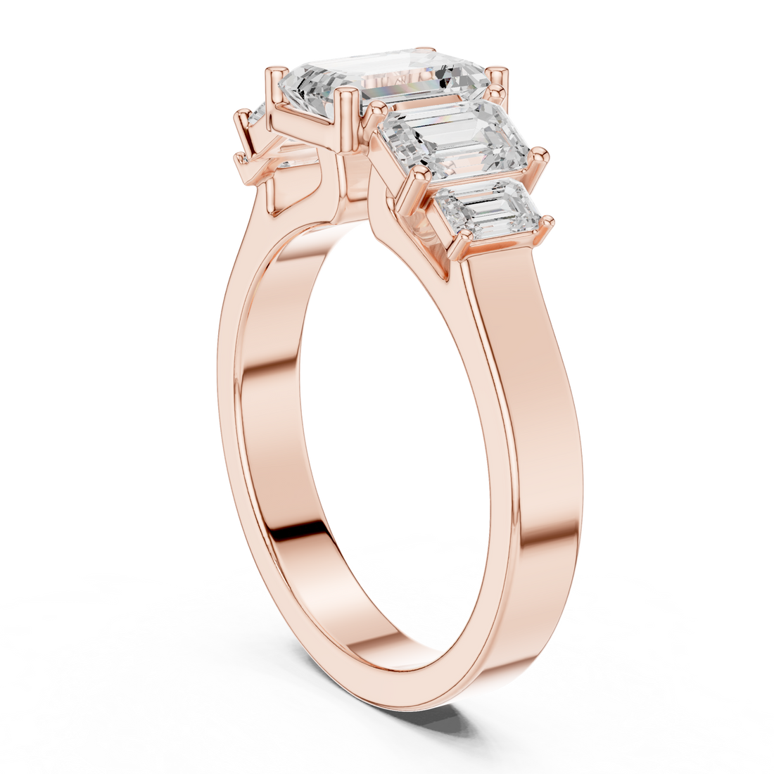 DDLR-1074 - Three Stone Emerald Ring - White Gold