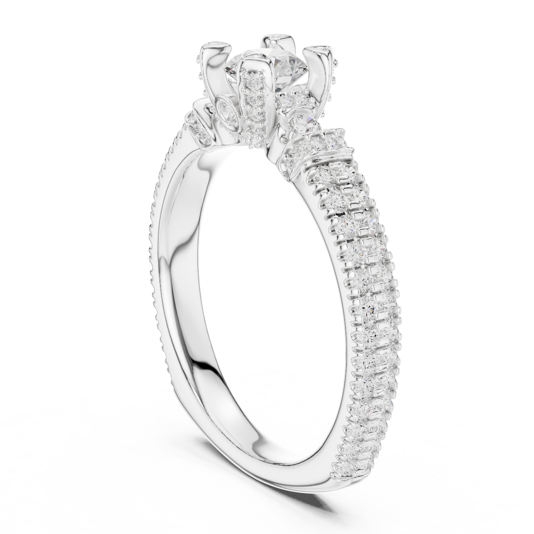 LR-0296 - Solitaire Round Ring - White Gold