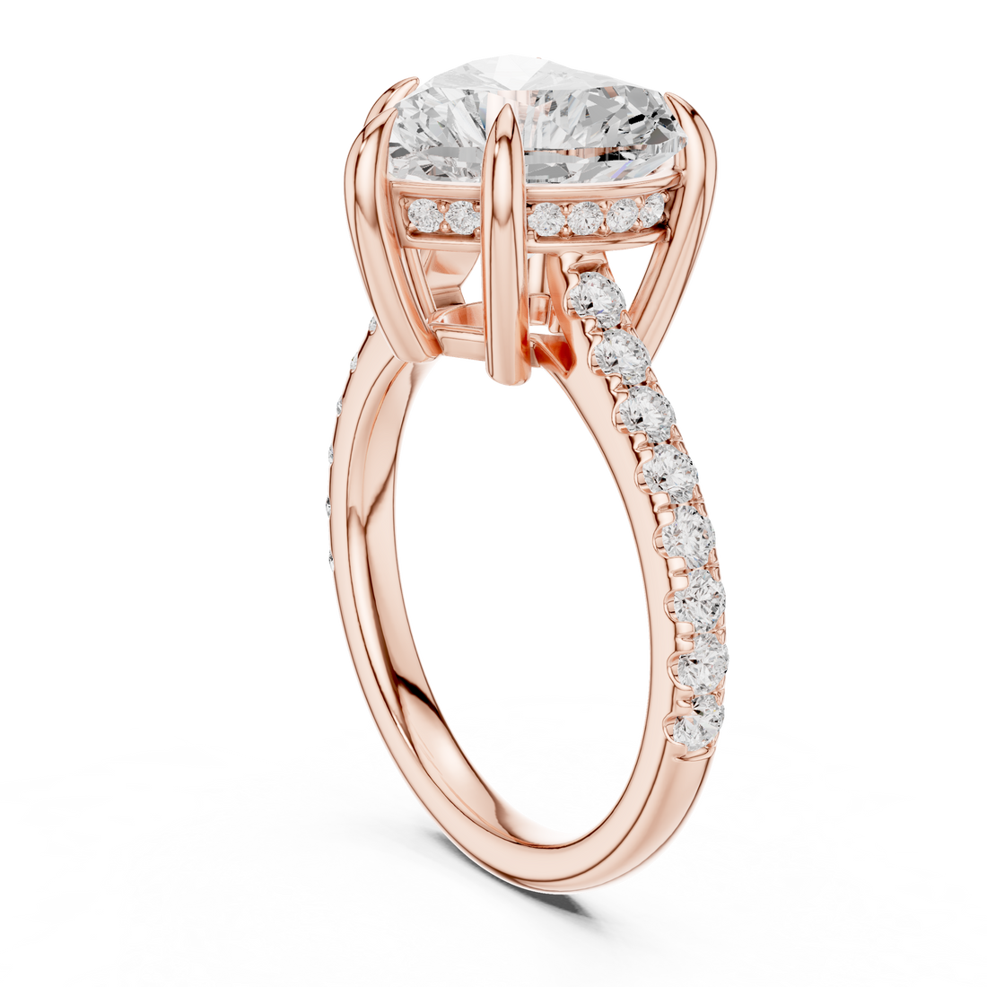 DDLR-1025 - Solitaire Heart Ring - White Gold