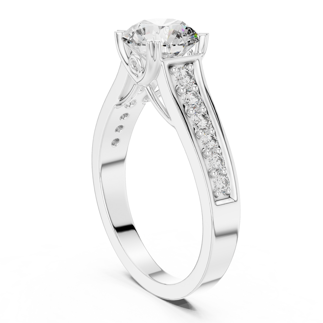 DDLR-190 - Solitaire Round Ring - White Gold