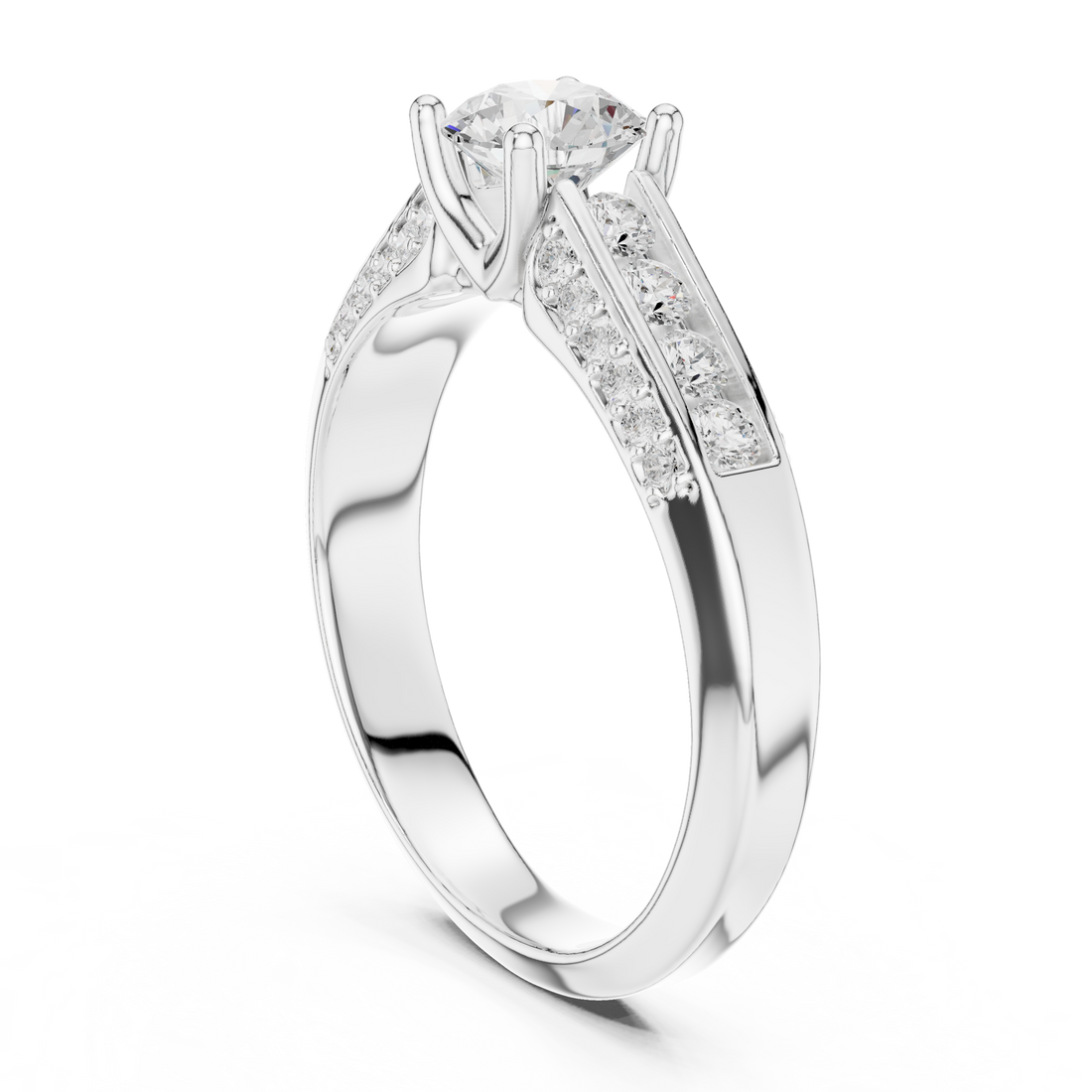 LR-0303 - Solitaire Round Ring - White Gold