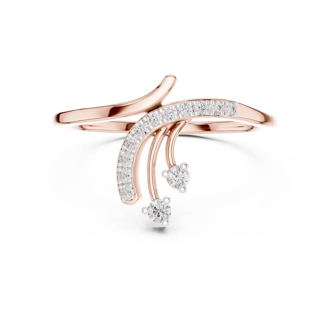 Bypass Ring - Round | 12#10028@L - Rose Gold