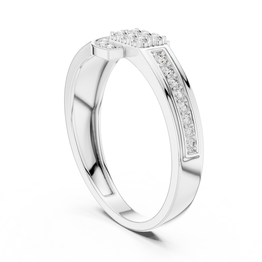 LR-01 (39) - Fashion Round Ring - White Gold