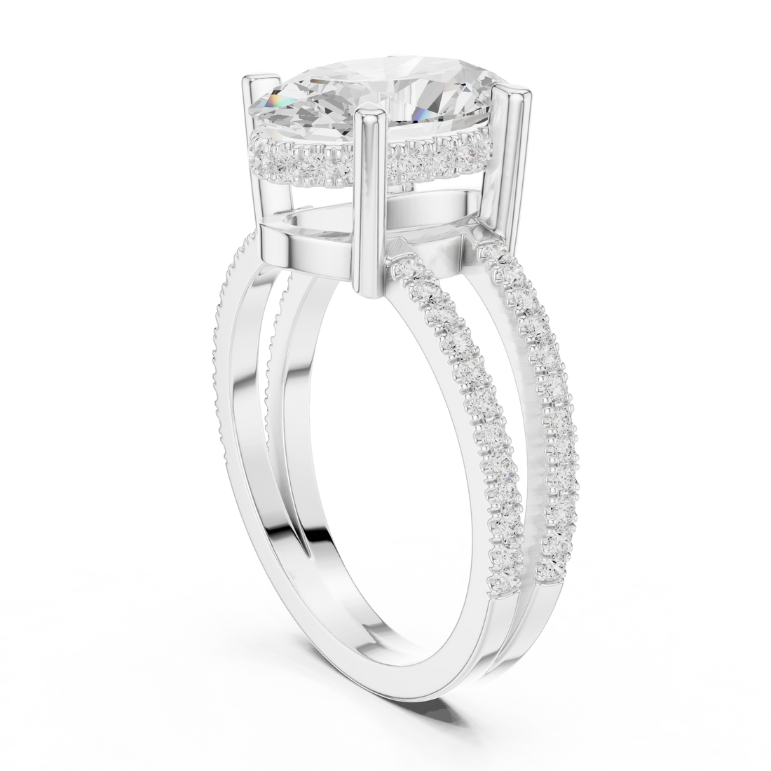 Split Shank Ring - Oval | 13 OV - White Gold