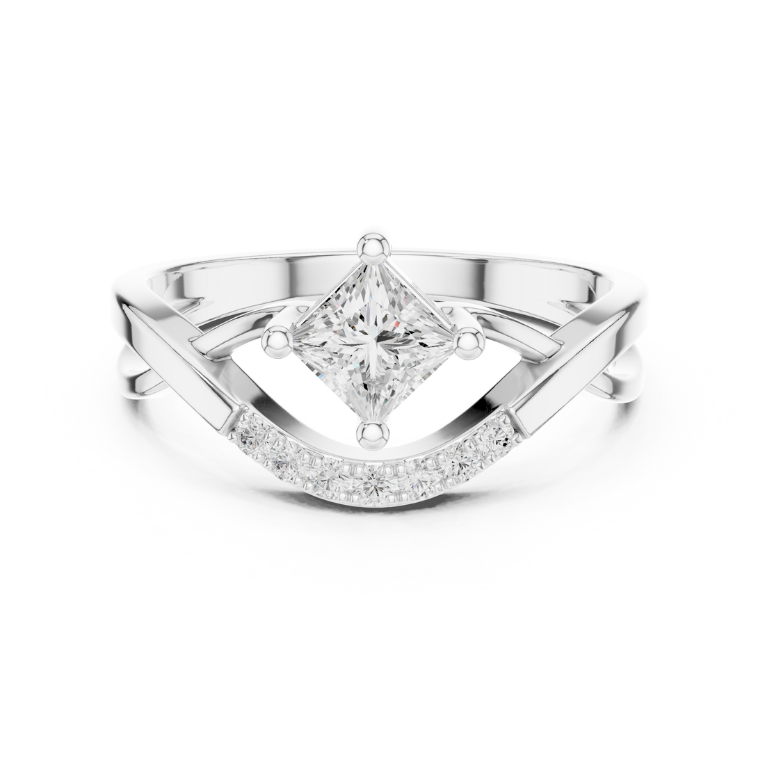 Bypass Ring - Princess | DDLR-487 - Rose Gold