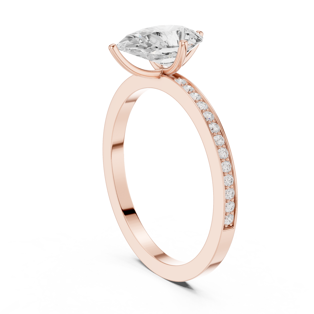 DDLR-1091 - Solitaire Pear Ring - White Gold