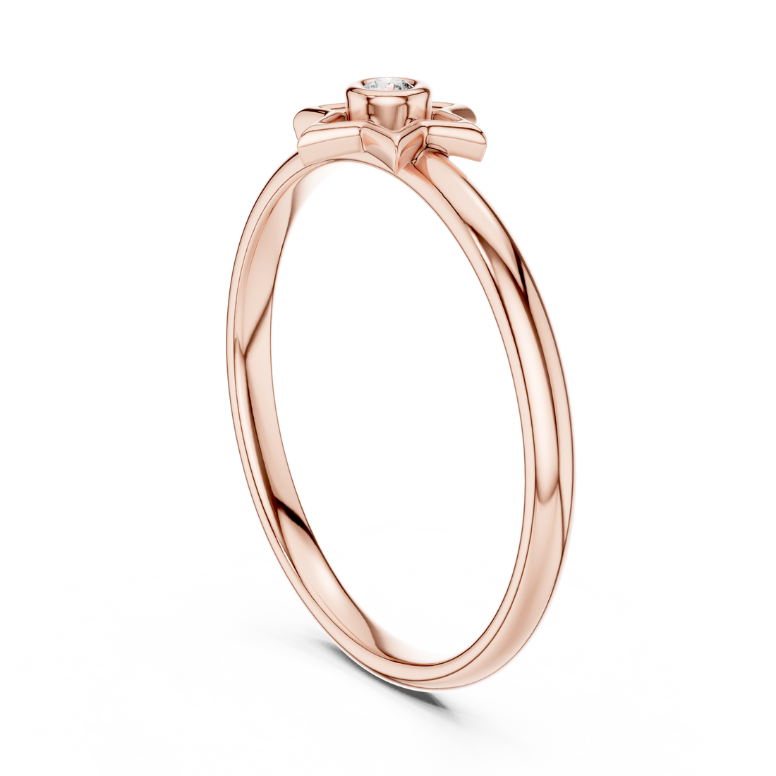 1 (412) - Fashion Round Ring - White Gold