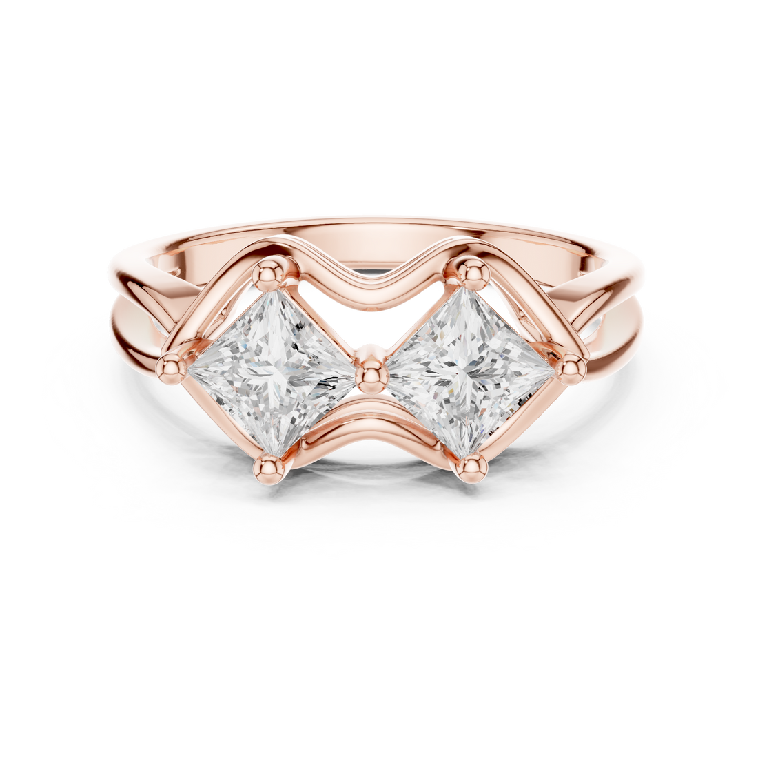 Bypass Ring - Princess | DDLR-516 - Rose Gold