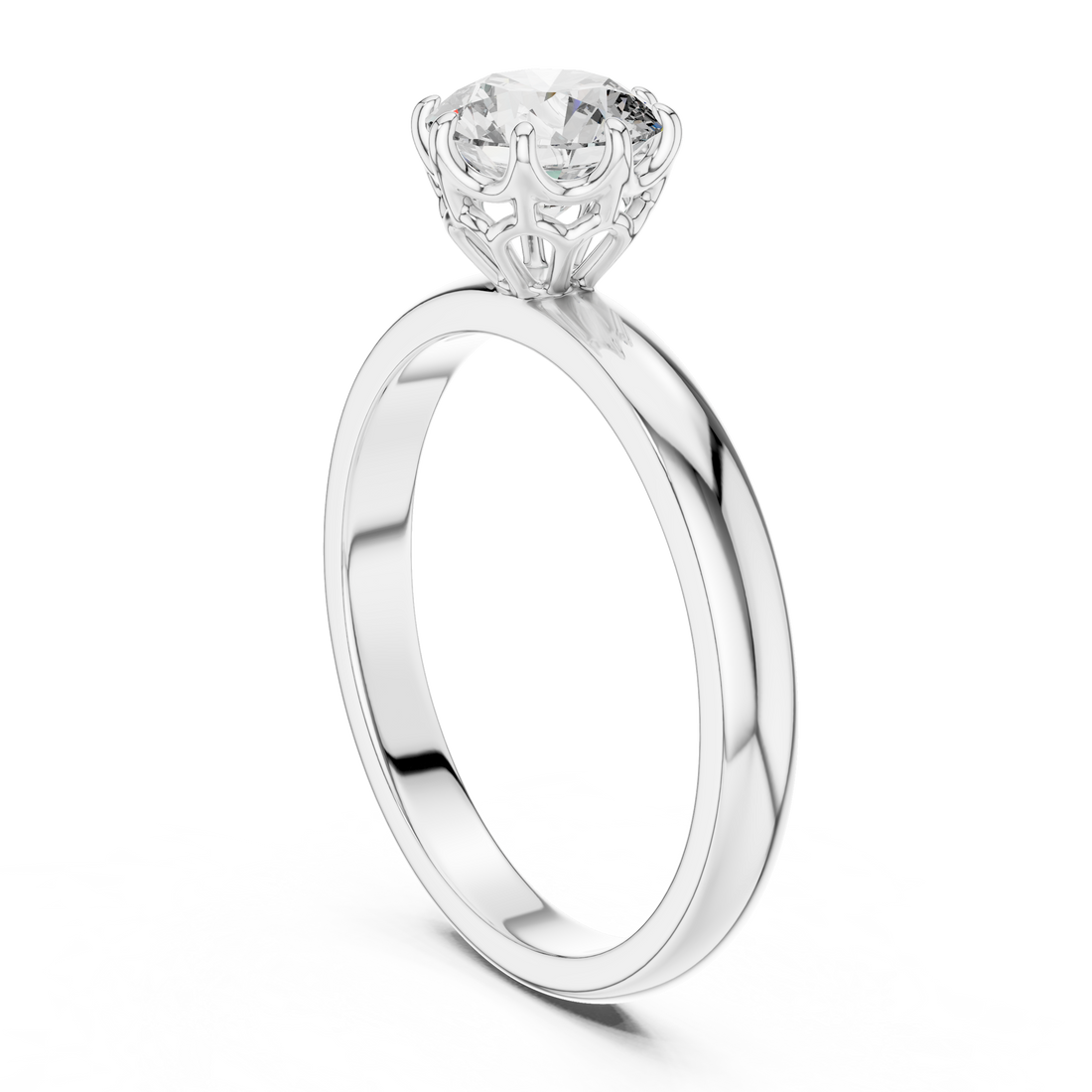 LR-0002 - Solitaire Round Ring - White Gold