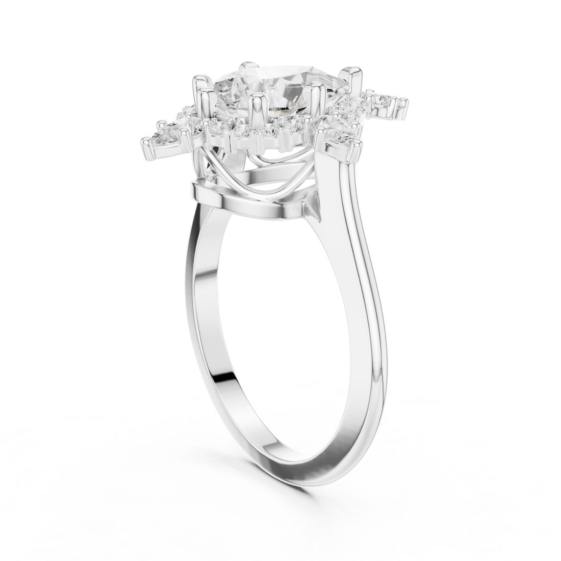 DDLR-337 - Halo Pear Ring - White Gold