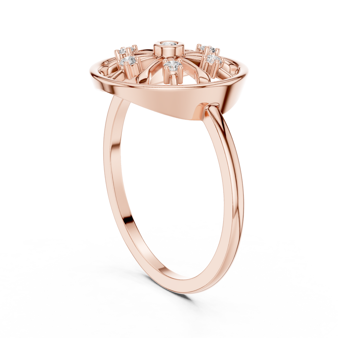 DR-6257 - Fashion Round Ring - White Gold