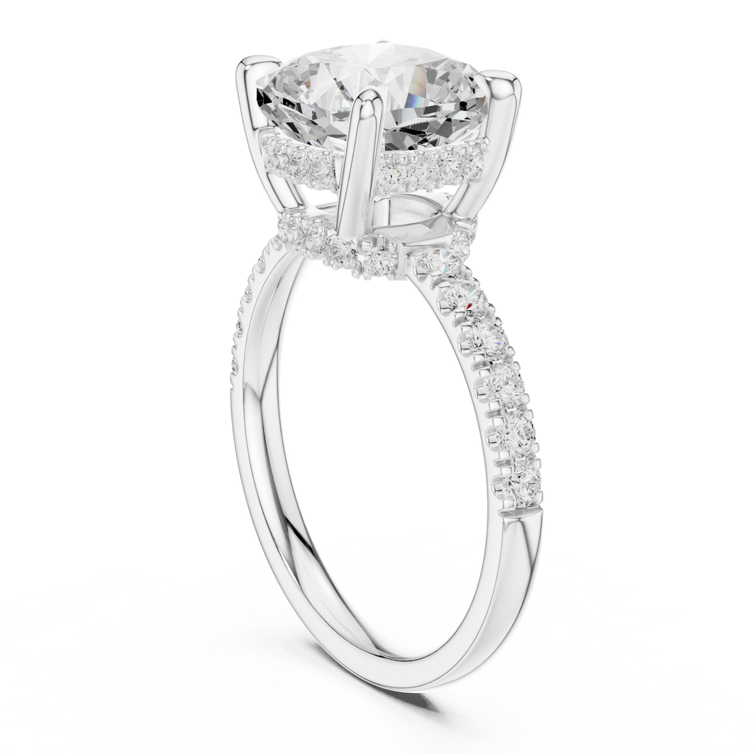 DDLR-259-CU - Solitaire Cushion Ring - White Gold
