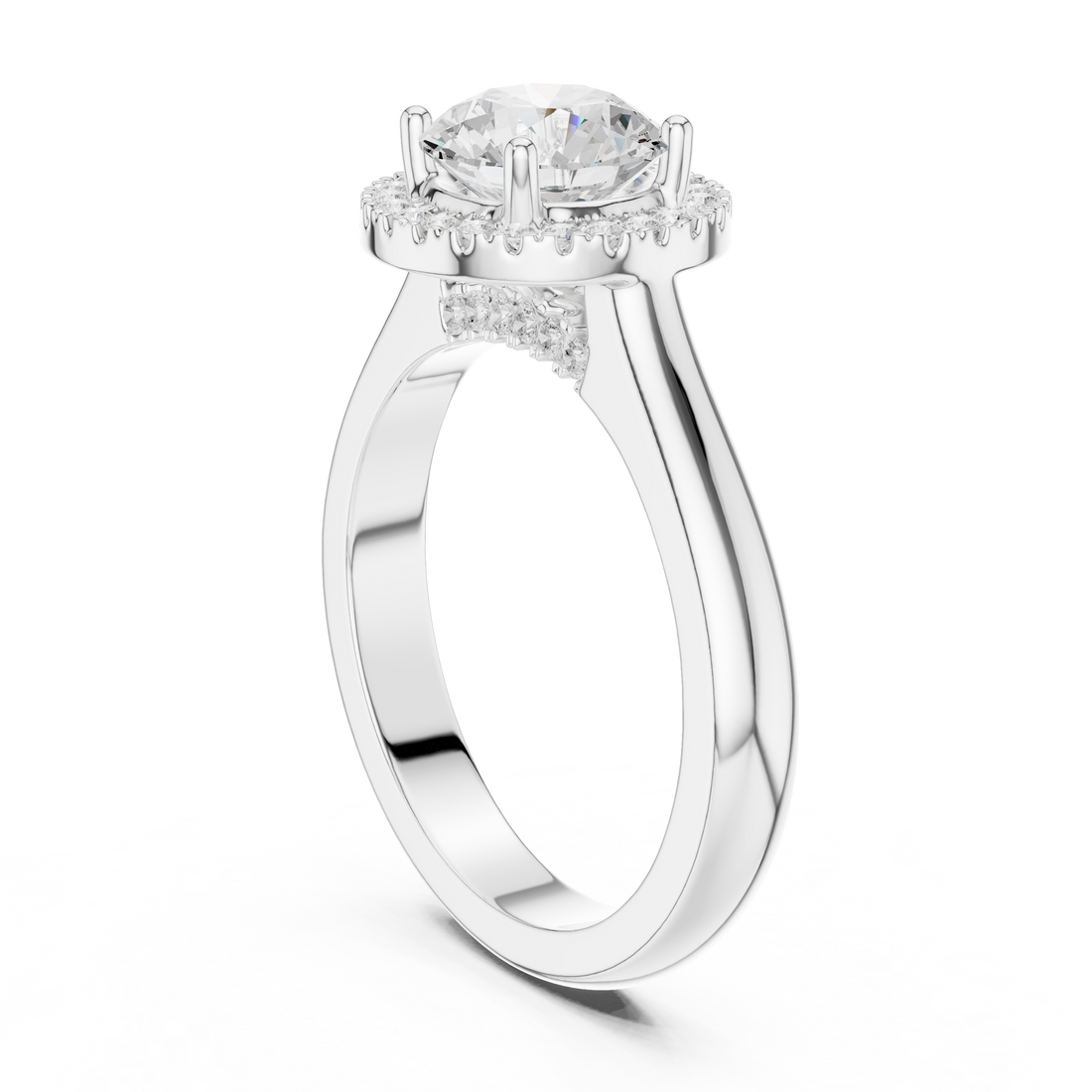 DDLR-338 - Halo Round Ring - White Gold