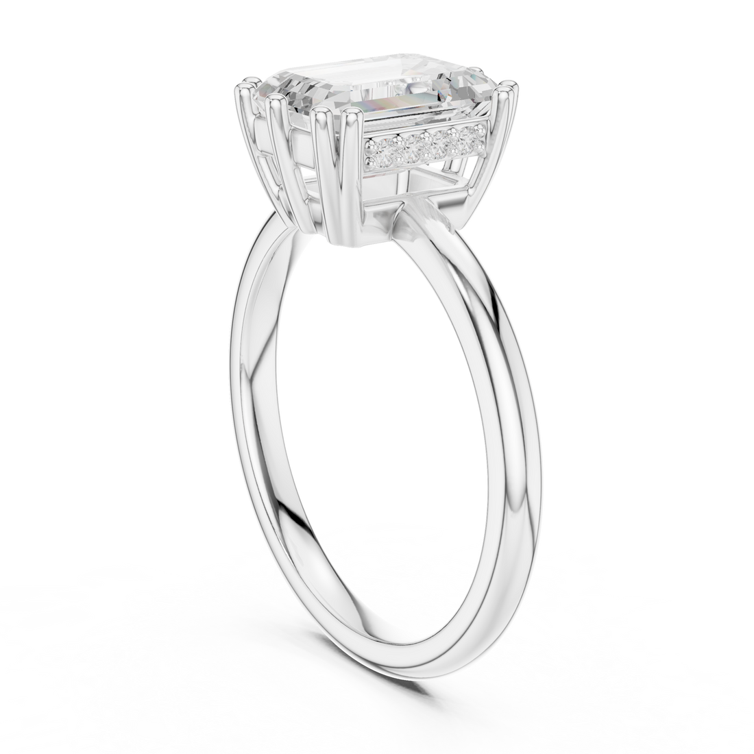 DDLR-254 - R00847-EM - Solitaire Emerald Ring - White Gold