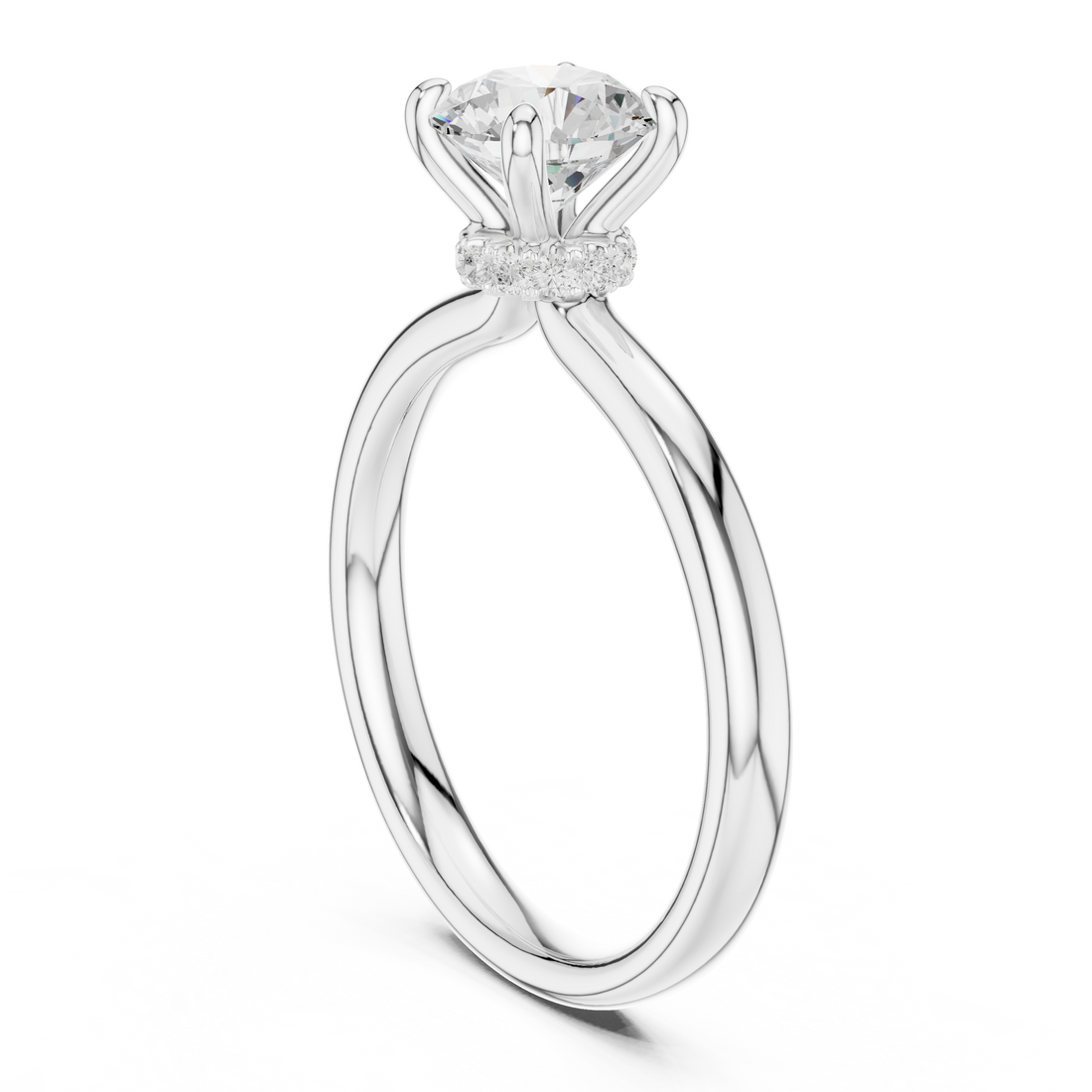 DDLR-644 - Solitaire Round Ring - White Gold