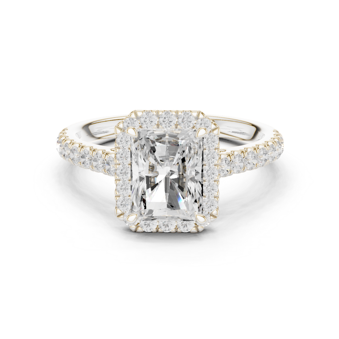 Halo Ring - Radiant | DDLR-118-RA - White Gold