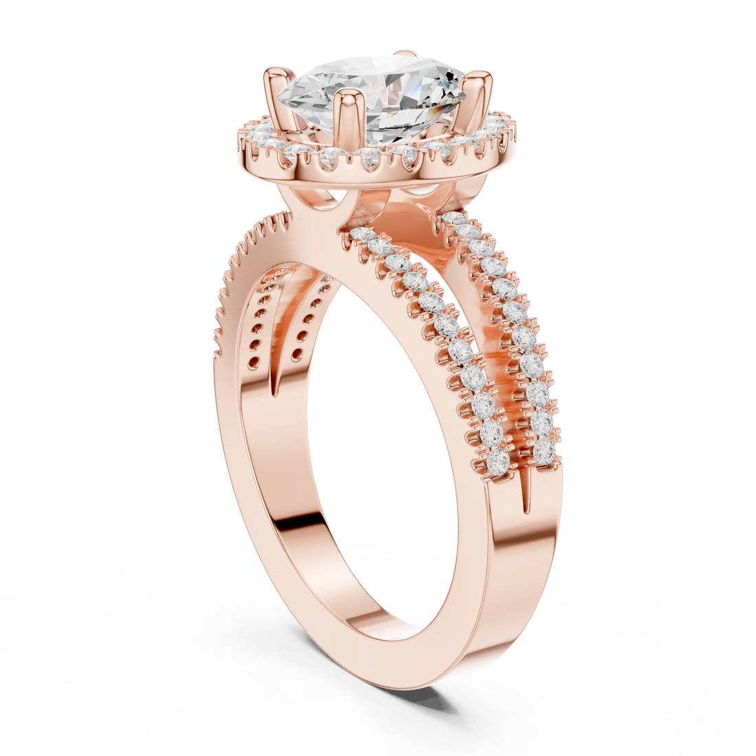 DDLR-350 OV - Halo Oval Ring - White Gold