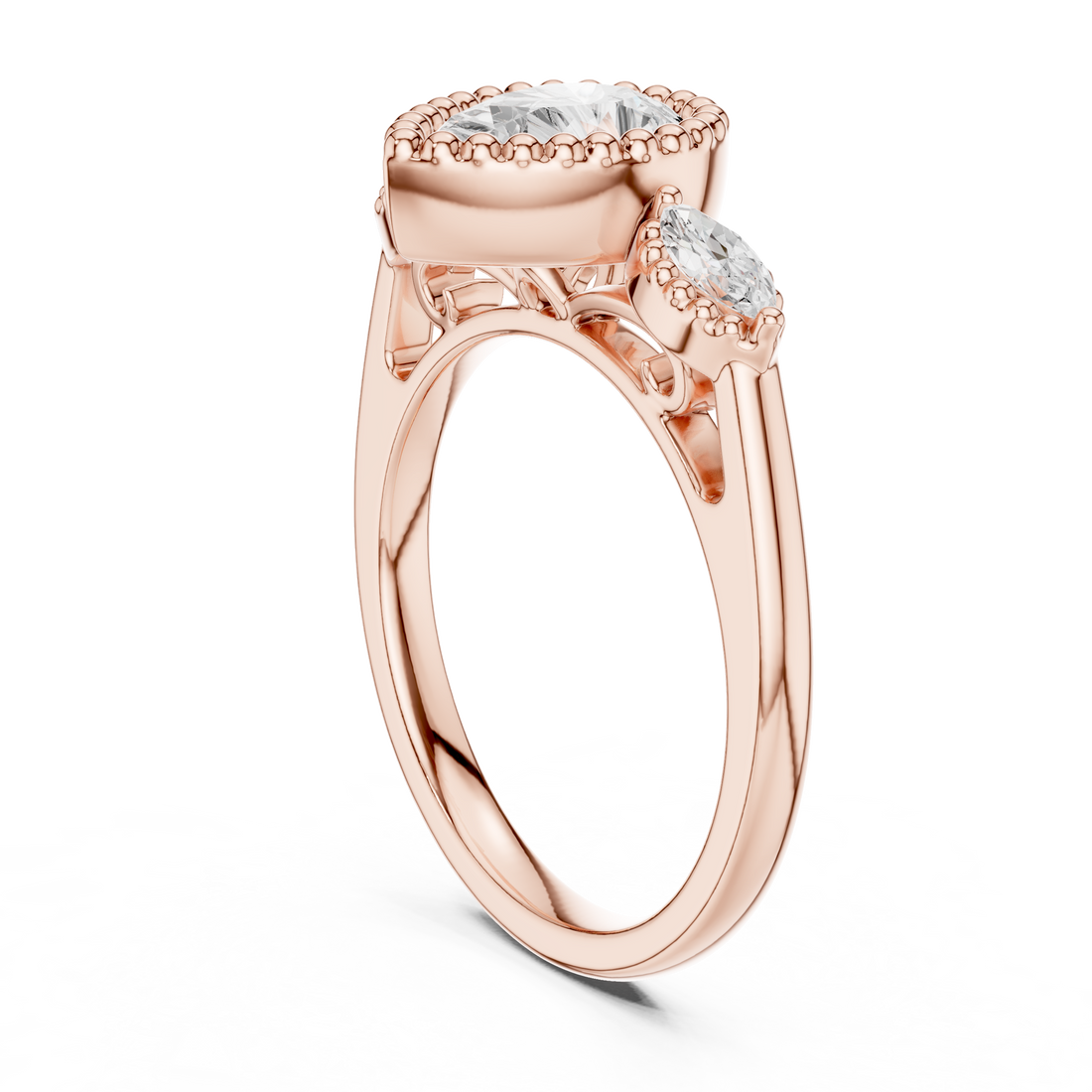 DDLR-275 - Three Stone Pear Ring - White Gold