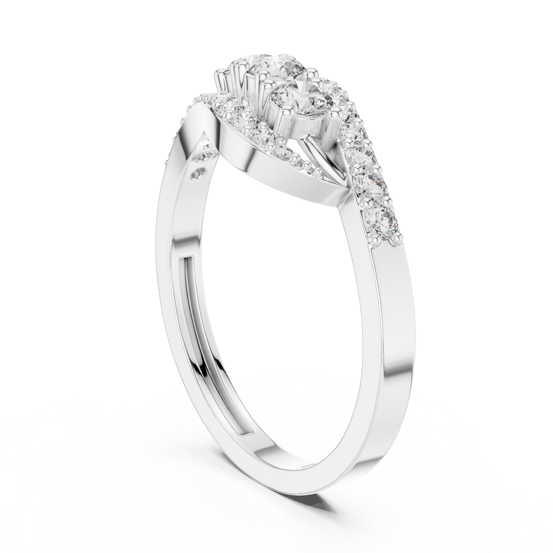 ALR-165 - Three Stone Round Ring - White Gold
