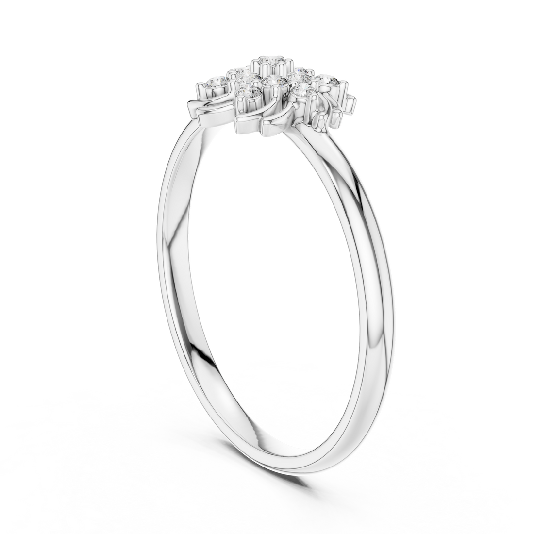 1 (422) - Fashion Round Ring - White Gold