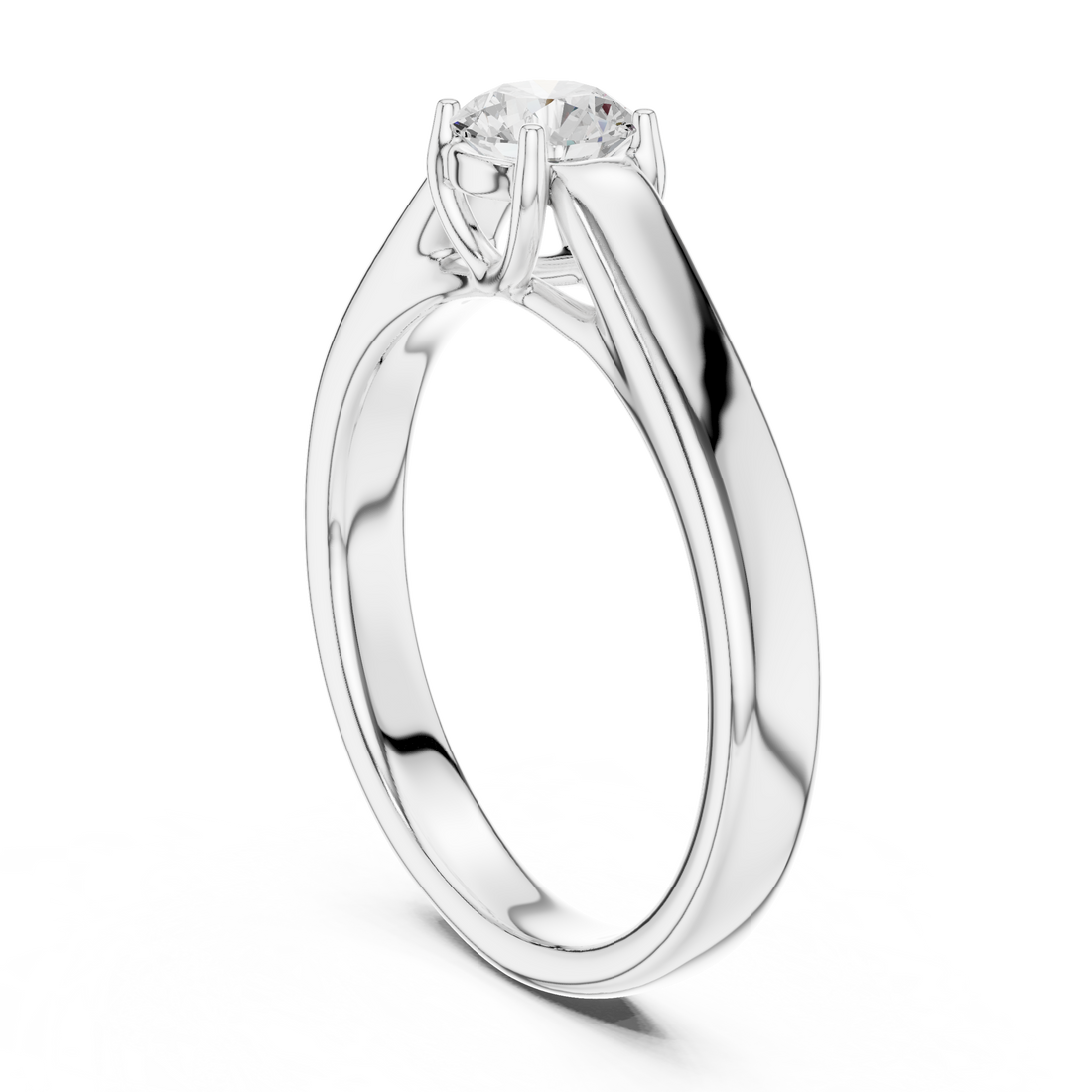 LR-0229 - Solitaire Round Ring - White Gold