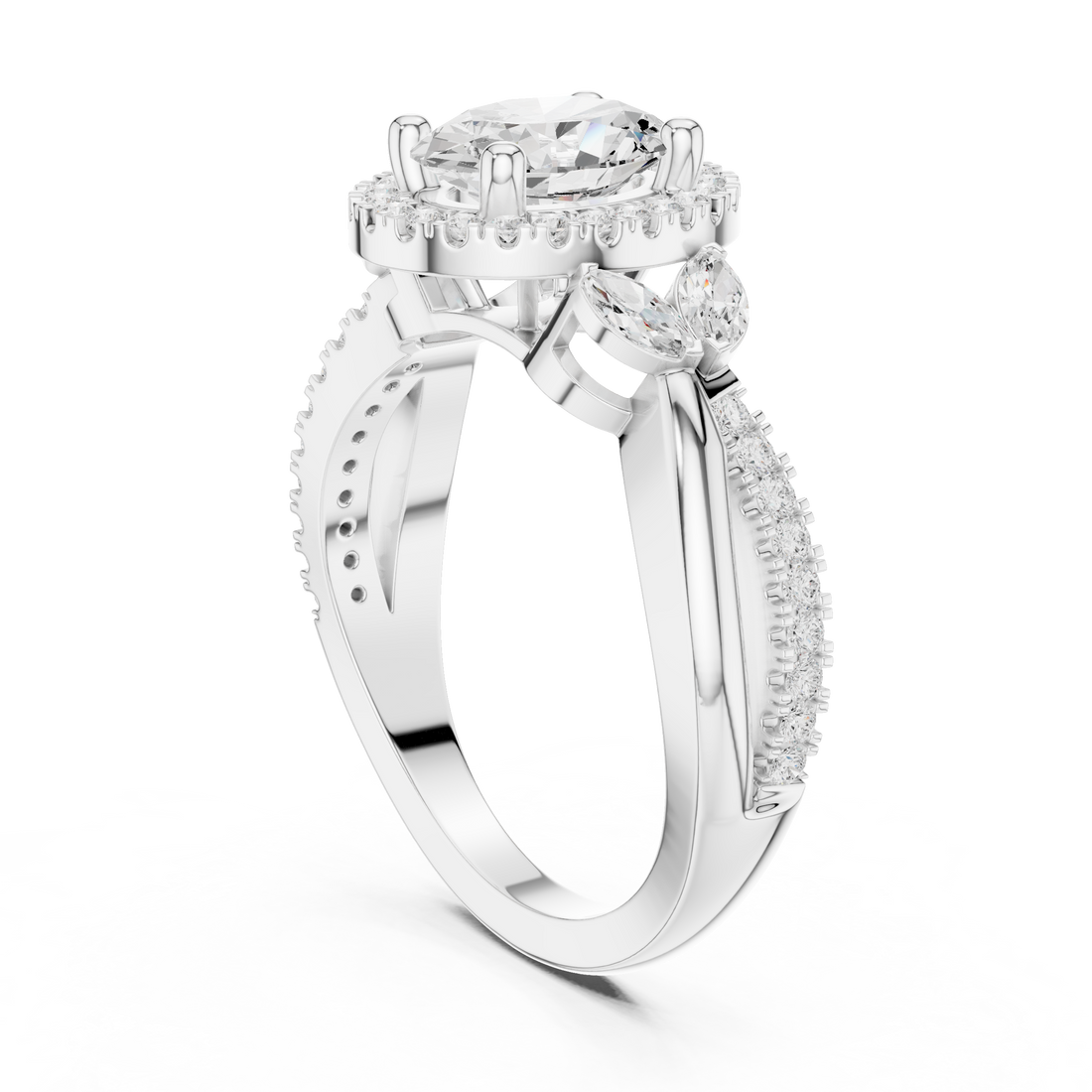 DDLR-416 - Halo Oval Ring - White Gold