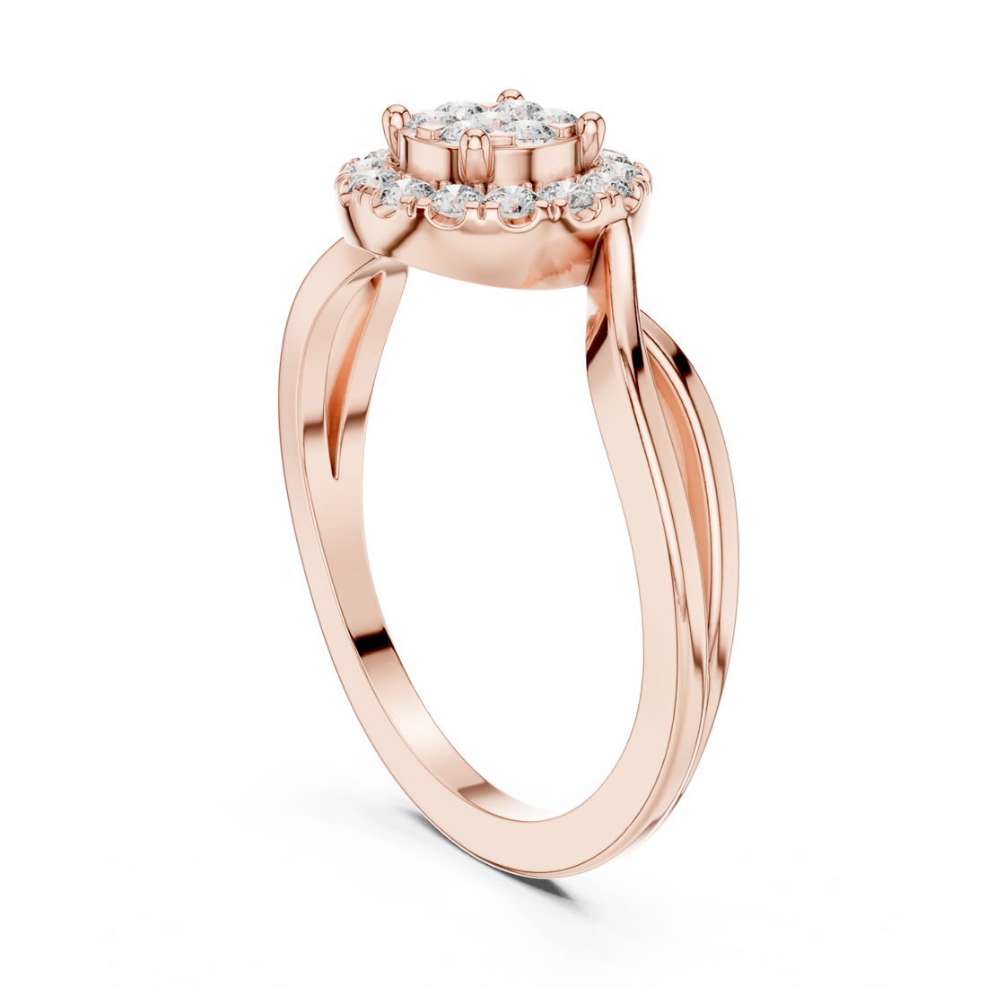 9#10058L - Halo Round Ring - White Gold