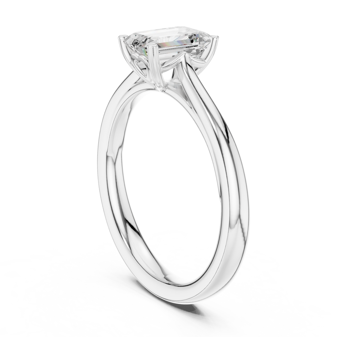 DDLR-539 - Solitaire Emerald Ring - White Gold