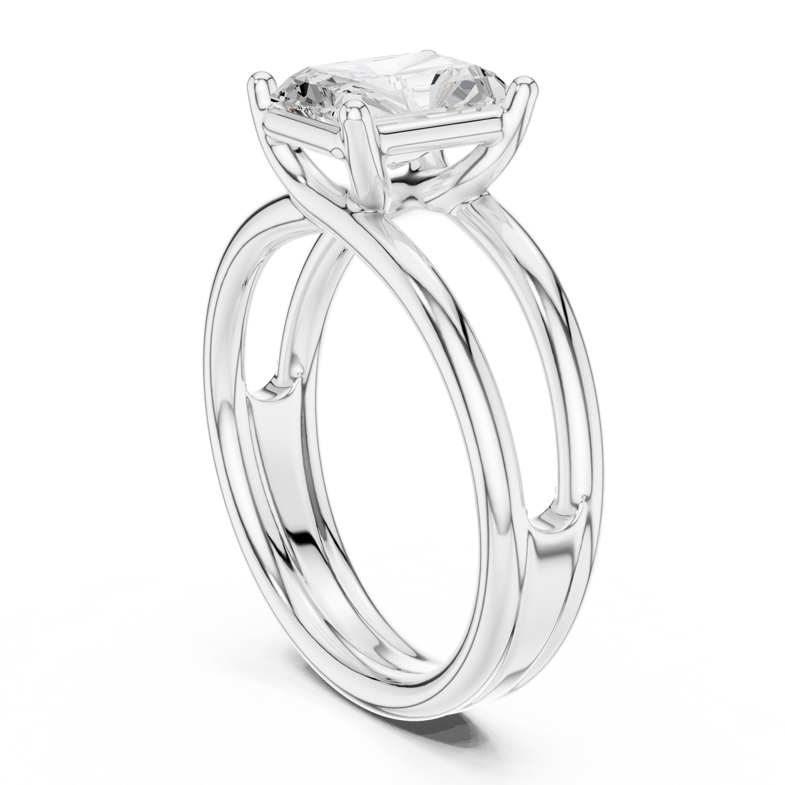 Split Shank Ring - Radiant | 9 RA - White Gold