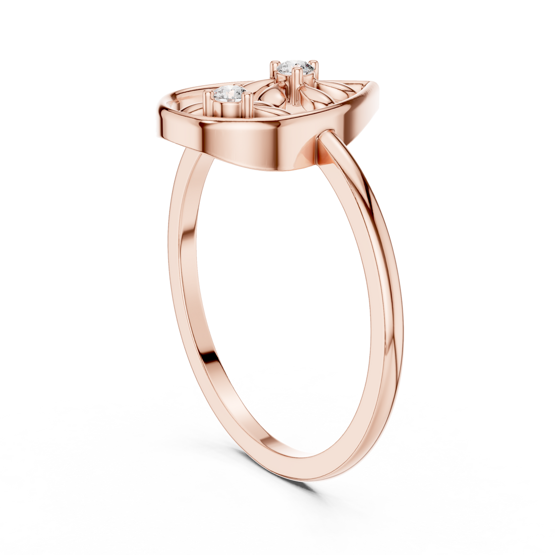 DR-6256 - Fashion Round Ring - White Gold