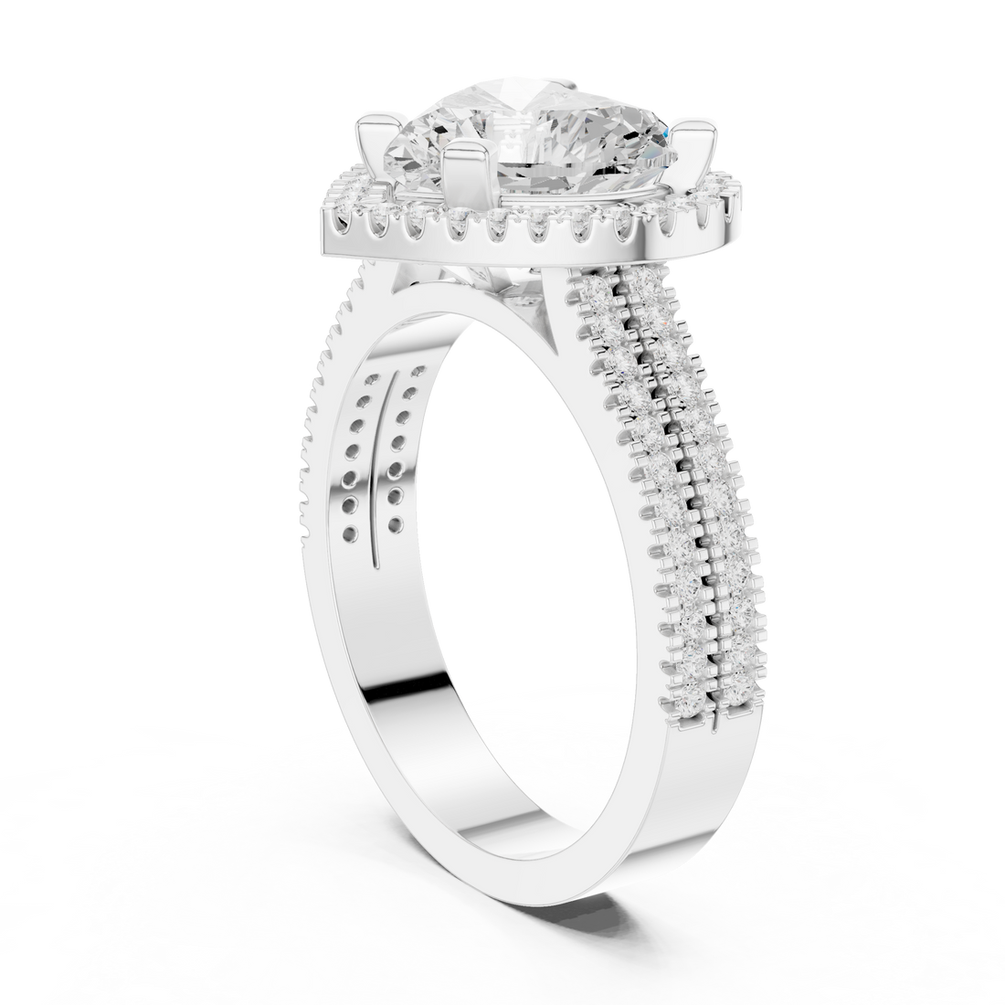 DDLR-341 HR - Halo Heart Ring - White Gold