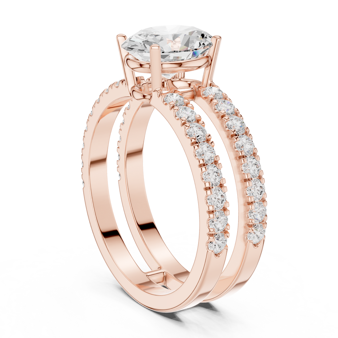 DDLR-1060 - Split Shank Oval Ring - White Gold