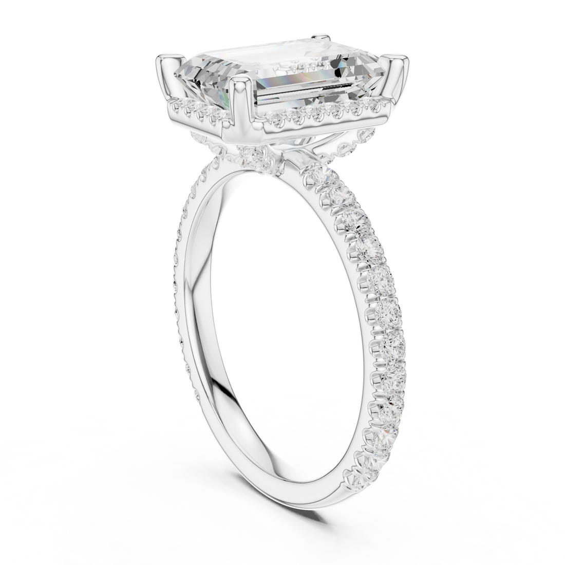 DDLR-172-EM - Solitaire Emerald Ring - White Gold