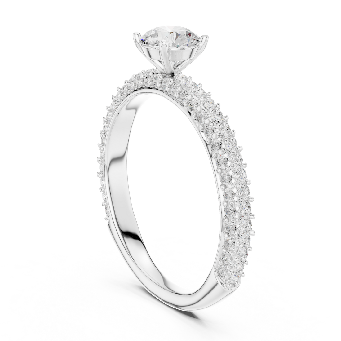 LR-0288 - Solitaire Round Ring - White Gold