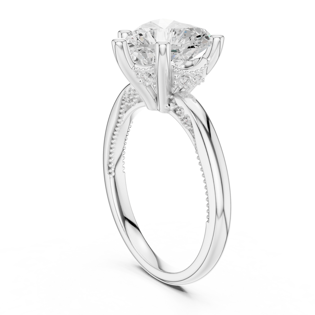 DDLR-175 - HR - Solitaire Heart Ring - White Gold