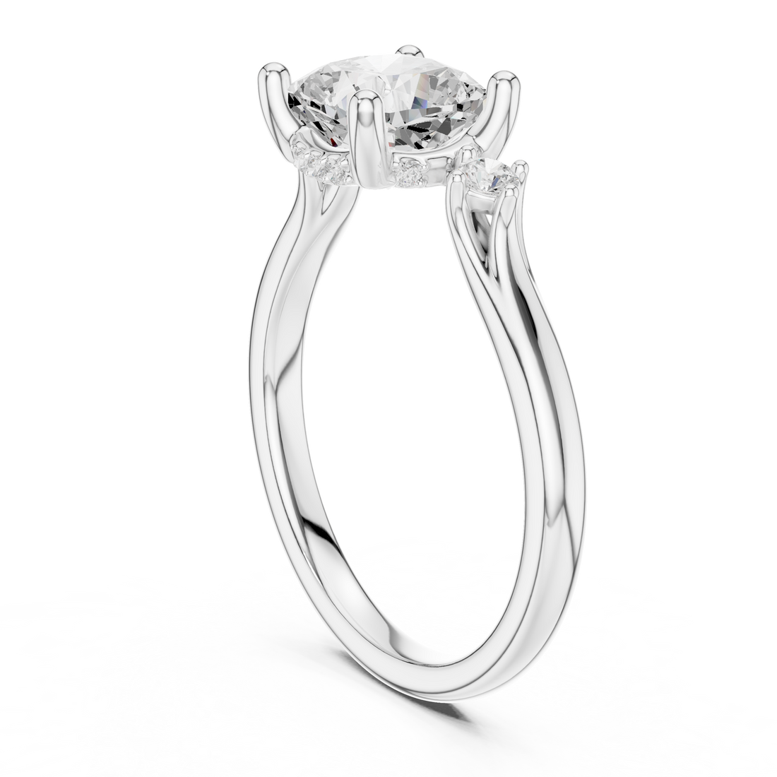 DDLR-164-CU - Three Stone Cushion Ring - White Gold