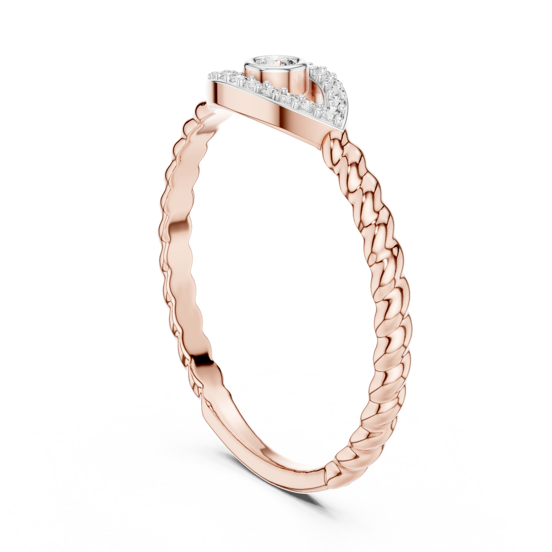 12#10014@L - Fashion Round Ring - White Gold