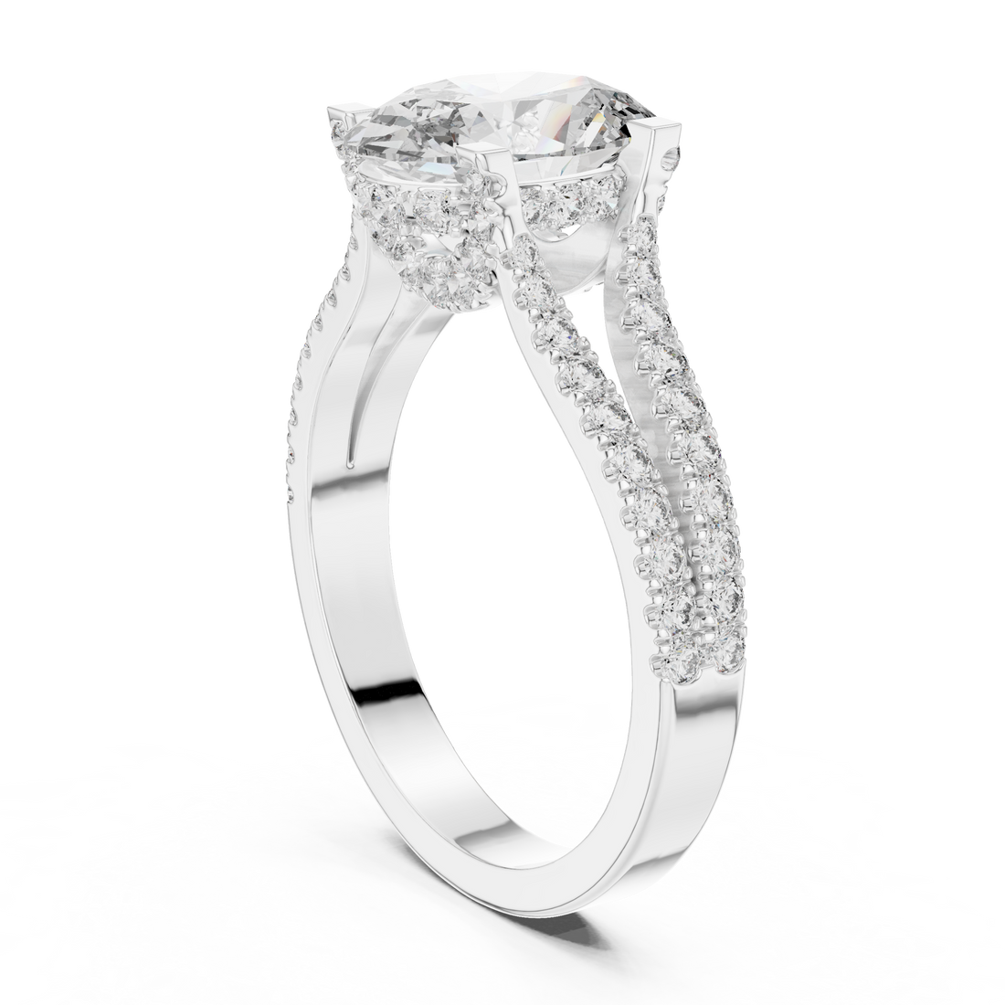 DDLR-183 - Split Shank Oval Ring - White Gold
