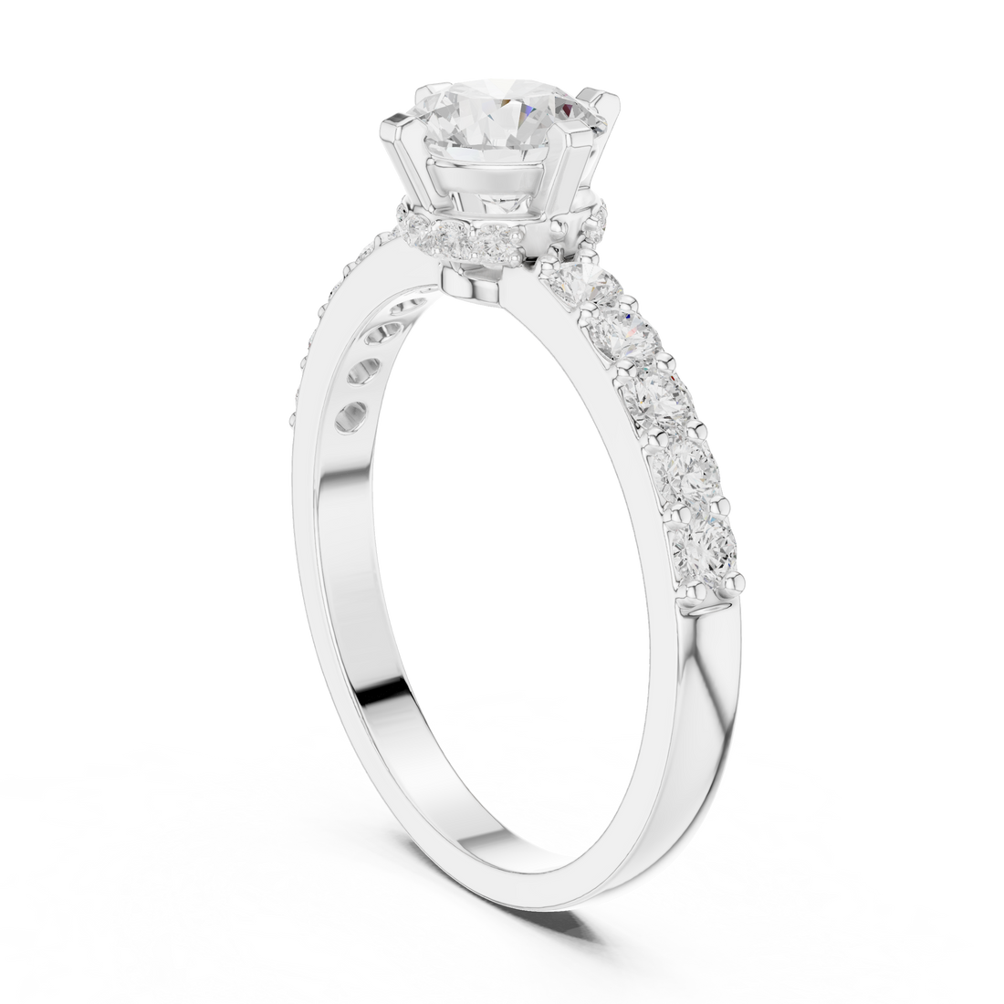 HLR-47 - Solitaire Round Ring - White Gold