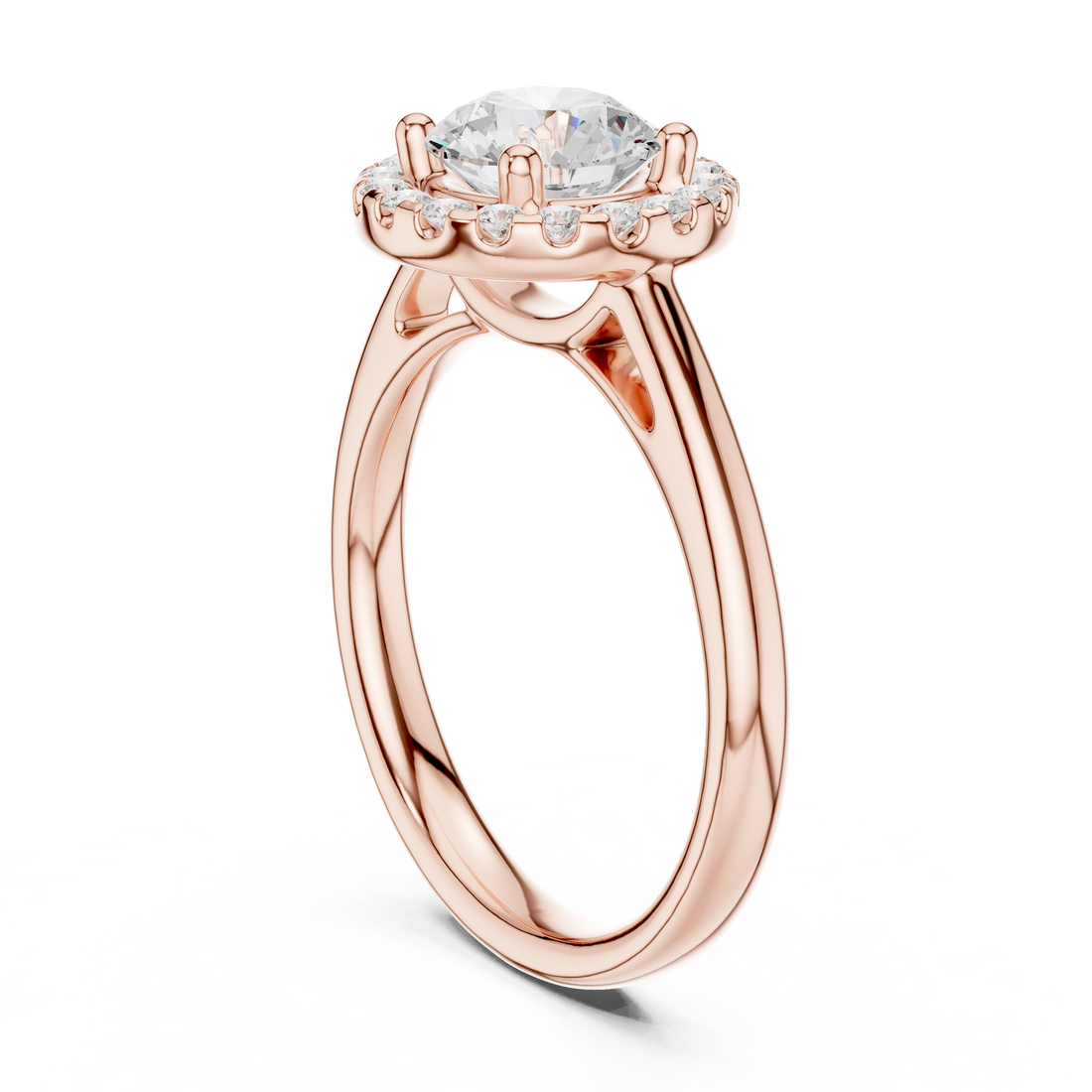 DDLR-632 - Halo Round Ring - White Gold