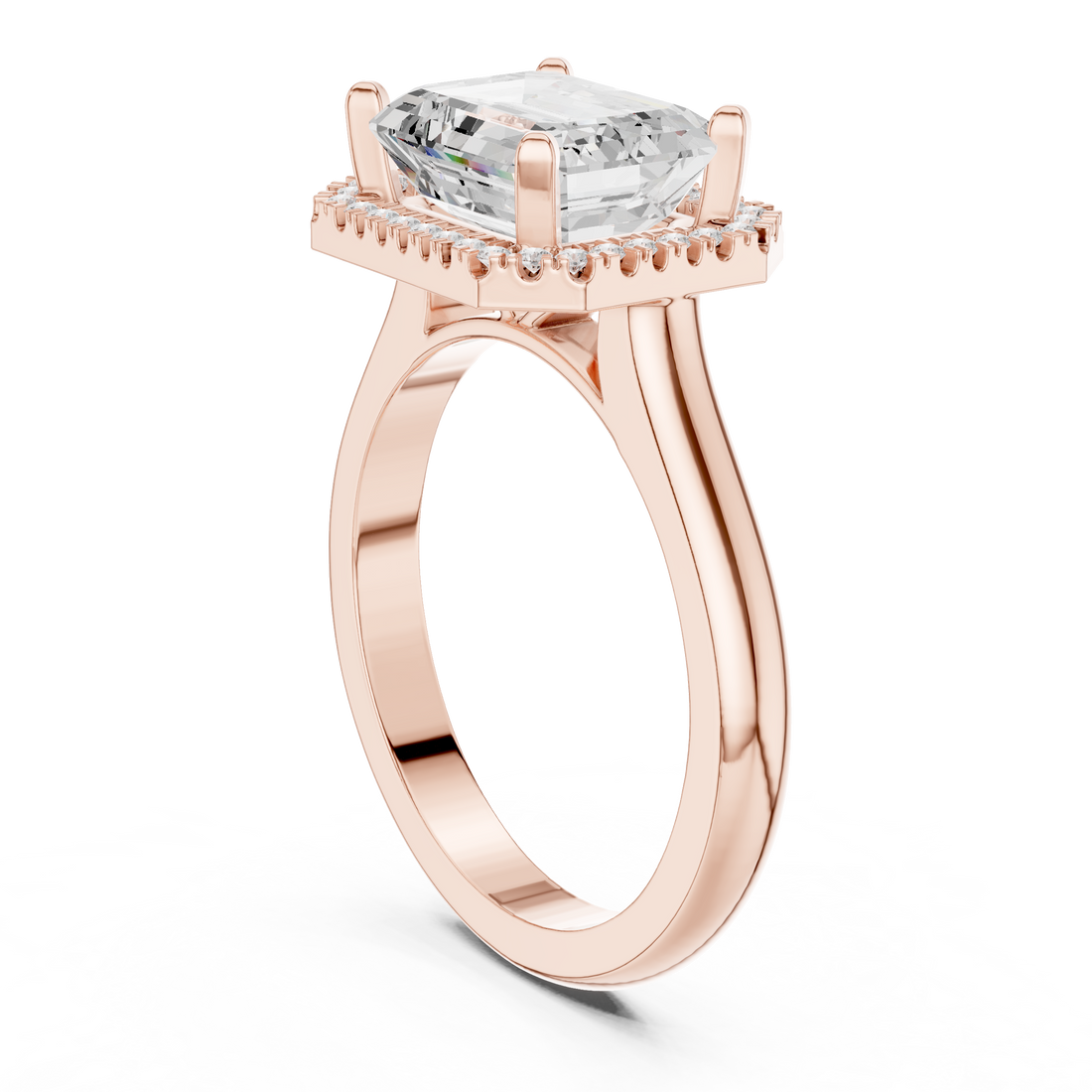 DDLR-332 - Halo Emerald Ring - White Gold