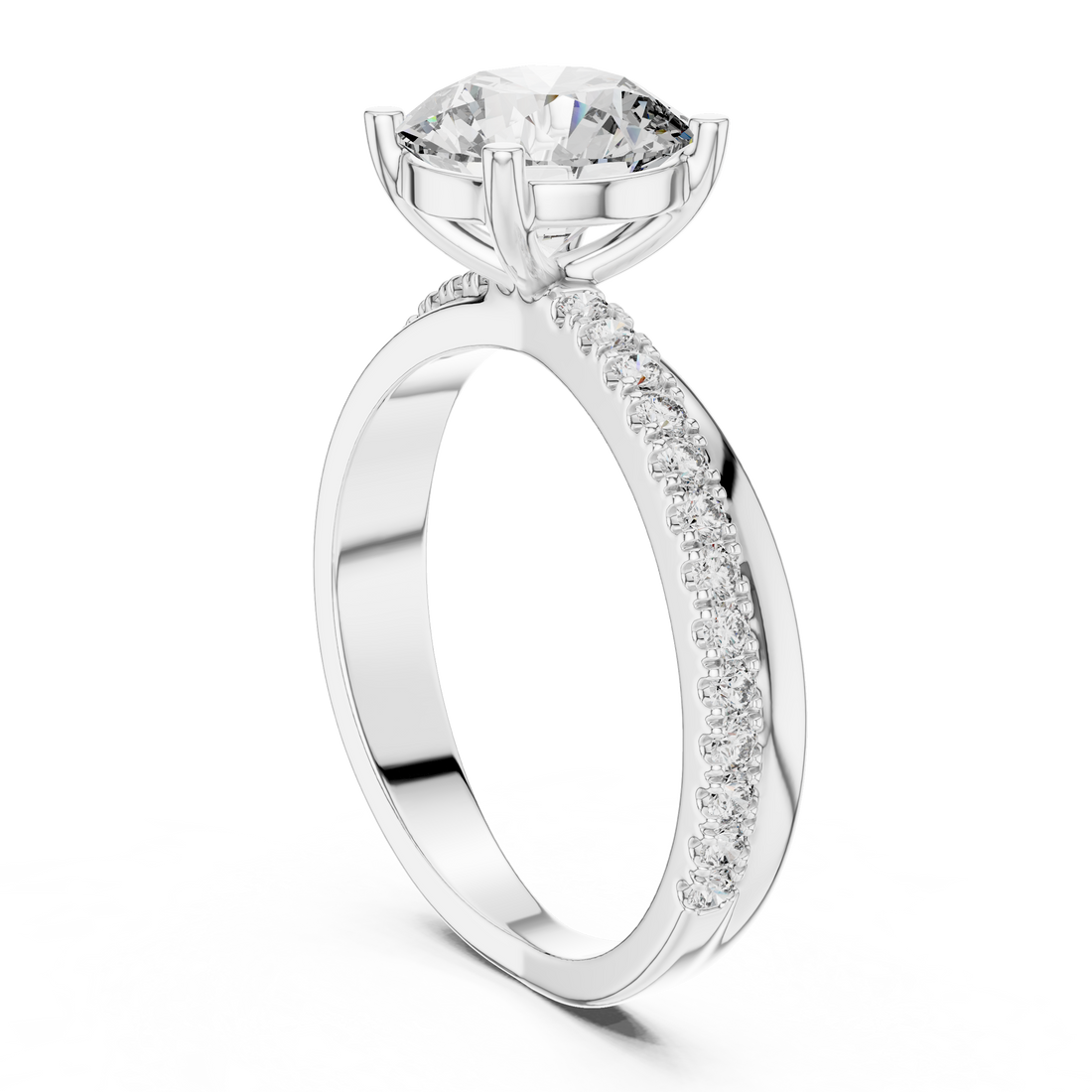 425 - Solitaire Round Ring - White Gold