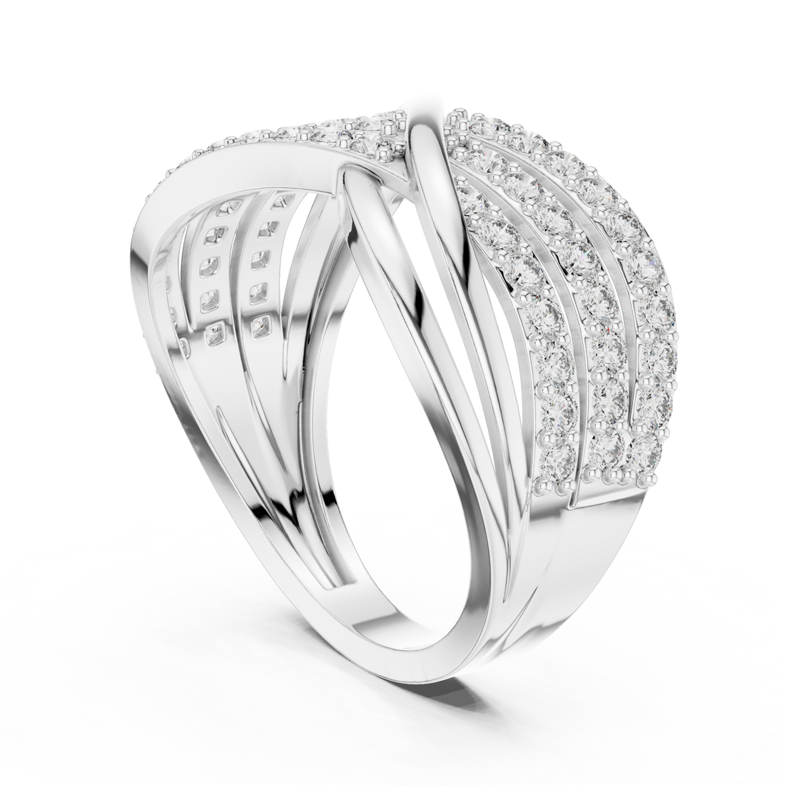 9#10044L - Fashion Round Ring - White Gold