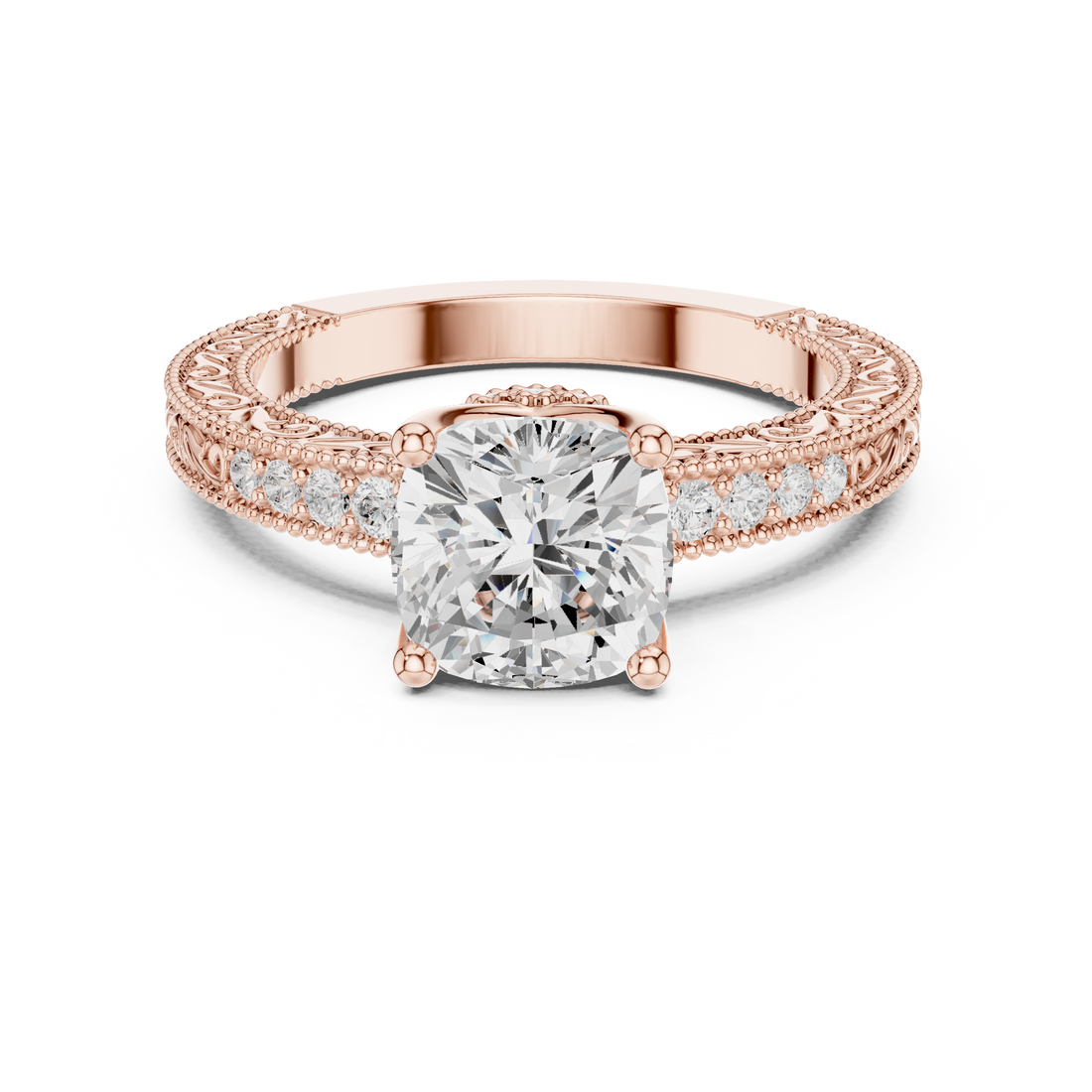 Vintage Ring - Cushion | DDLR-977 - Rose Gold