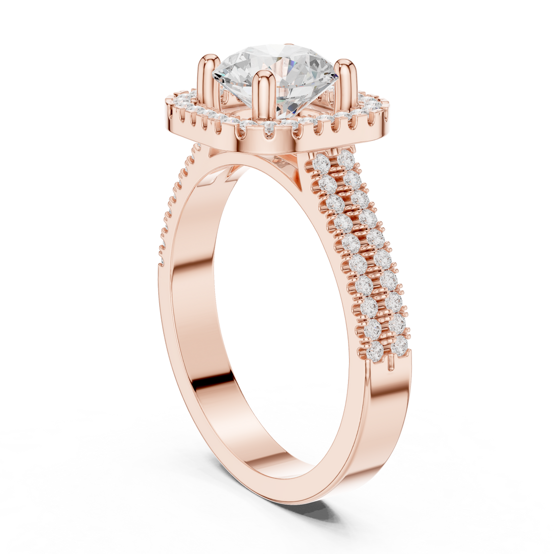 DDLR-329 - Halo Round Ring - White Gold